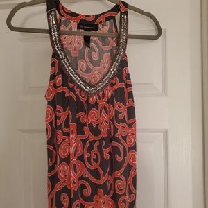 DRESSY GRAY/CORAL WITH SEQUIN TANK TOP SIZE SMALL FROM INC